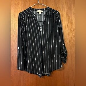 Michael Kors Black and White Striped Blouse